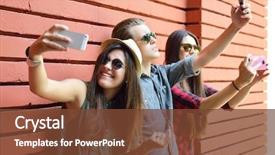  Presentation with red brick wall - Presentation theme consisting of friends self photo social network background and a tawny brown colored foreground