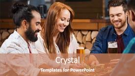  Presentation with pizzeria - Amazing PPT theme having friends sharing pizza with beer backdrop and a coral colored foreground