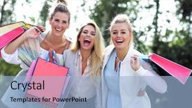  Presentation with group of happy couples - Slides consisting of friends shopping in autumn season background and a light blue colored foreground