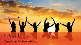  Presentation with dance - Cool new PPT layouts with friends silhouettes dance the night backdrop and a red colored foreground