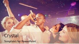  Presentation with night club - Beautiful presentation design featuring friends singing at the karaoke backdrop and a lemonade colored foreground