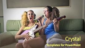  Presentation with music singing - Beautiful PPT layouts featuring friends singing backdrop and a tawny brown colored foreground