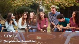  Presentation with toasting - Amazing presentation theme having friends sit round a fire backdrop and a tawny brown colored foreground