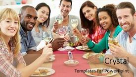  Presentation with dinner party - Cool new theme with beautiful young love couple embracing against red background backdrop and a coral colored foreground