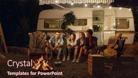  Presentation with campfire - Theme enhanced with friends-sitting-by-campfire background and a wine colored foreground