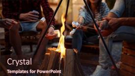  Presentation with bonfire - Cool new theme with friends-sitting-by-the-bonfire backdrop and a wine colored foreground