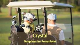  Presentation with rear view of bodyguard - Presentation theme featuring friends sitting in golf buggy background and a tawny brown colored foreground