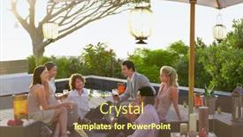  Presentation with under umbrella - Amazing presentation having friends-sitting-on-porch-drinking backdrop and a tawny brown colored foreground