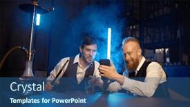  Presentation with hookah - Presentation theme enhanced with friends-smoking-hookah-drinking-whisky background and a ocean colored foreground