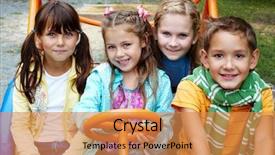  Presentation with time - Beautiful presentation theme featuring friends spending time in park backdrop and a gold colored foreground