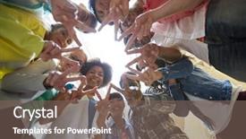  Presentation with international education - Amazing slide deck having friends standing in circle backdrop and a gray colored foreground