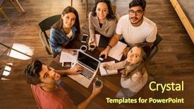  Presentation with halogen group of elements - Presentation design enhanced with friends studying together for final background and a  colored foreground