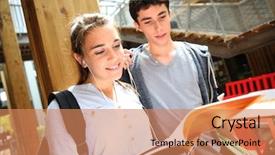  Presentation with drugs on campus - PPT theme consisting of friends studying together in school background and a  colored foreground