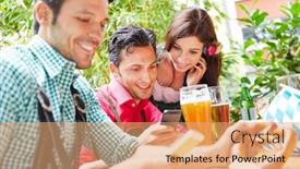  Presentation with beer garden - Cool new presentation design with friends-surf-the-internet backdrop and a coral colored foreground