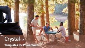 Presentation with picnic - Slides featuring friends talking at a picnic background and a tawny brown colored foreground