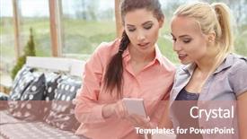  Presentation with coffee - Audience pleasing presentation theme consisting of friends talking having a coffee backdrop and a  colored foreground