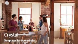  Presentation with quarter - Theme enhanced with friends talking over coffee background and a tawny brown colored foreground