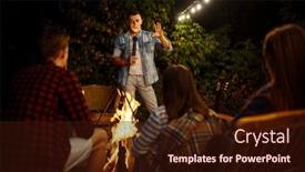  Presentation with bonfire - Colorful PPT theme enhanced with friends-tell-scary-stories backdrop and a wine colored foreground
