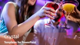  Presentation with cocktail bar - PPT theme consisting of friends toasting cocktail at bar counter in bar background and a red colored foreground