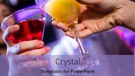  Presentation with cocktail bar - Cool new presentation theme with friends toasting cocktail at bar counter in bar backdrop and a light blue colored foreground