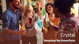  Presentation with birthday celebration - Colorful presentation enhanced with friends-together-with-celebration-girl backdrop and a tawny brown colored foreground