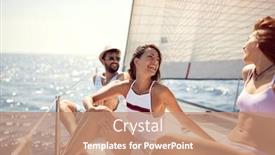  Presentation with sails sailing yacht catamaran sailing - Slide set enhanced with friends-traveling-together-on-vacation background and a coral colored foreground