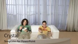  Presentation with television watching - PPT theme featuring friends tv - full length of two happy background and a  colored foreground