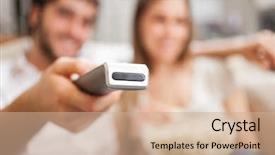  Presentation with vector control - Beautiful slides featuring friends tv show - couple using a remote control backdrop and a coral colored foreground