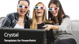  Presentation with movies - Audience pleasing theme consisting of friends tv show - girls watching 3d movies backdrop and a dark gray colored foreground