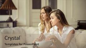  Presentation with friends show - Amazing PPT theme having friends tv show - watching a movie at home backdrop and a coral colored foreground