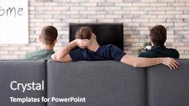  Presentation with friends show - Presentation design enhanced with friends tv show - young men watching tv background and a dark gray colored foreground