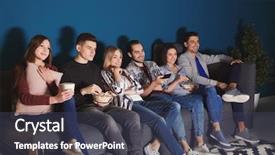  Presentation with friends show - Cool new slide deck with friends tv show - young people watching movie backdrop and a tawny brown colored foreground