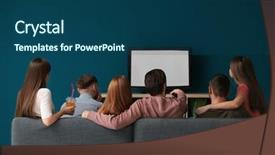  Presentation with friends show - Theme having friends tv show - young people watching tv background and a ocean colored foreground