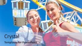 Presentation with ferris wheel - Slides with friends-visiting-together-bavarian-fair background and a light blue colored foreground