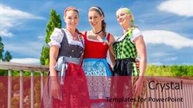  Presentation with fair - Amazing presentation theme having friends visiting together bavarian fair in national costume or dirndl backdrop and a red colored foreground
