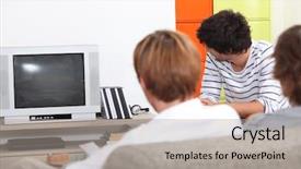  Presentation with film studies - Theme with friends waiting for a film background and a  colored foreground