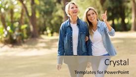  Presentation with mother and doula during labor - PPT theme consisting of friends walking - attractive senior mother with daughter background and a lemonade colored foreground
