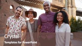  Presentation with brooklyn bridge - Amazing slide set having friends walking by brooklyn bridge backdrop and a violet colored foreground