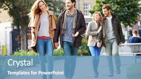  Presentation with walking together - Colorful PPT layouts enhanced with friends walking through city backdrop and a teal colored foreground