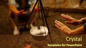  Presentation with campfire - Slides enhanced with friends-warming-their-hands background and a tawny brown colored foreground
