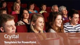  Presentation with film - Cool new presentation theme with friends watching film in cinema backdrop and a red colored foreground