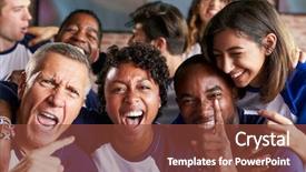  Presentation with sports bar sports bar - Slide set featuring friends watching game in sports background and a tawny brown colored foreground