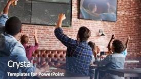  Presentation with sports bar sports bar - Presentation theme with friends watching game in sports background and a ocean colored foreground