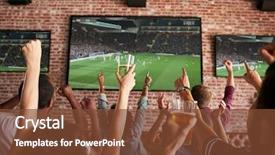  Presentation with sports bar sports bar - PPT theme featuring friends watching game in sports background and a tawny brown colored foreground