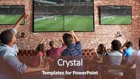  Presentation with sports bar sports bar - Presentation theme featuring friends watching game in sports background and a tawny brown colored foreground
