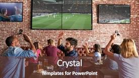  Presentation with sports bar sports bar - Slides enhanced with friends watching game in sports background and a tawny brown colored foreground