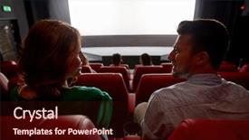  Presentation with movie theater - Beautiful presentation featuring friends watching movie in theater backdrop and a wine colored foreground