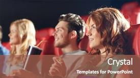  Presentation with movie theater - Cool new presentation with friends watching movie in theater backdrop and a red colored foreground