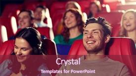  Presentation with movie theater - Colorful presentation theme enhanced with friends watching movie in theater backdrop and a violet colored foreground