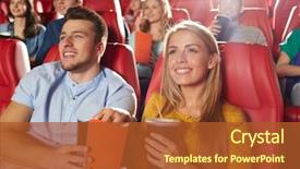  Presentation with movie theater - Presentation enhanced with friends watching movie in theater background and a red colored foreground